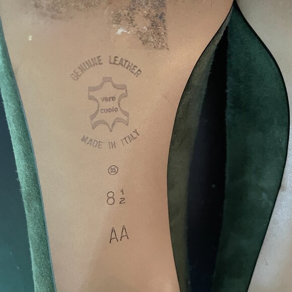 Vintage Amalfi Sage Green Suede Kitten Heel Pumps-Size 8.5AA-Italy - Picture 6 of 9